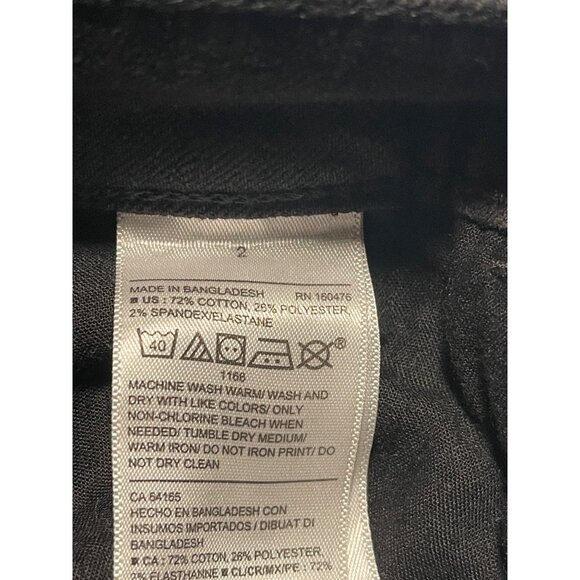 Old Navy Power Slim Straight High Rise Jeans Womens Sz 2 Black Distressed Denim - Picture 7 of 7